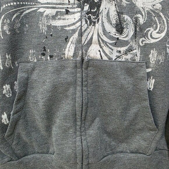 Romwe Grey Zip Up Hoodie with Graphic Print – Women’s Medium - Picture 4 of 10
